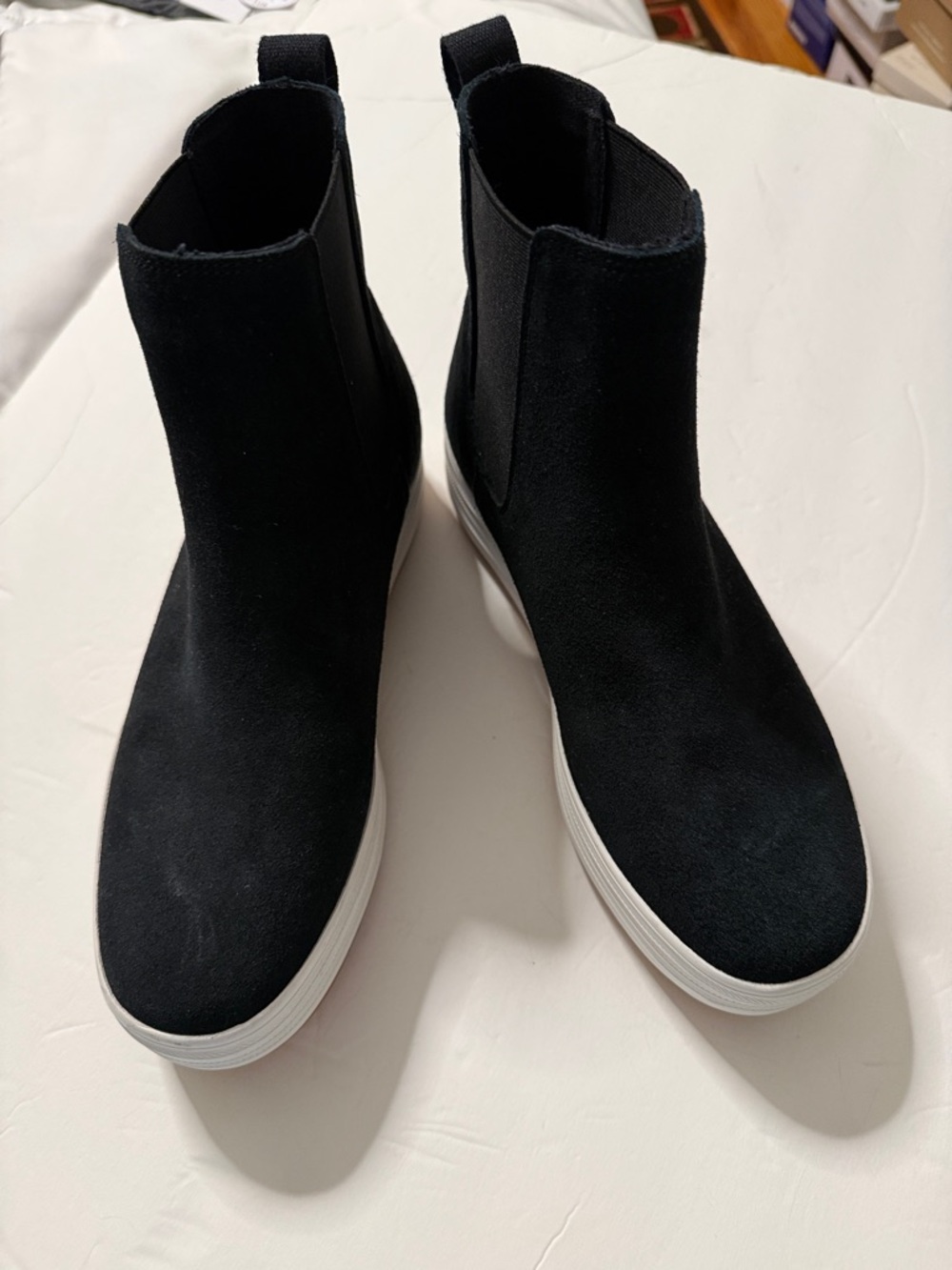Keds Black Chelsea Platform Booties with White Sole